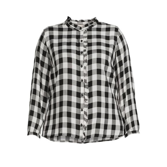 Buffalo Check Black and White Plaid Button Down Long Sleeve Shirt Sz 0X … - Picture 7 of 8
